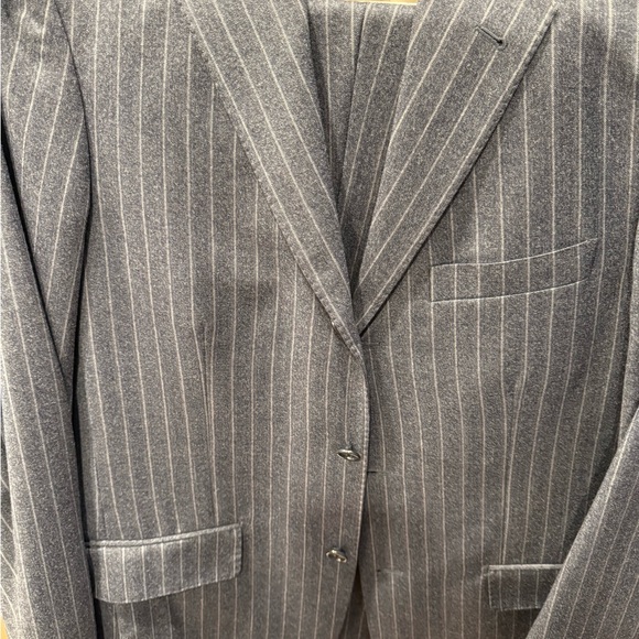 Italian blue/charcoal pin unconstructed wool clean - Picture 9 of 15